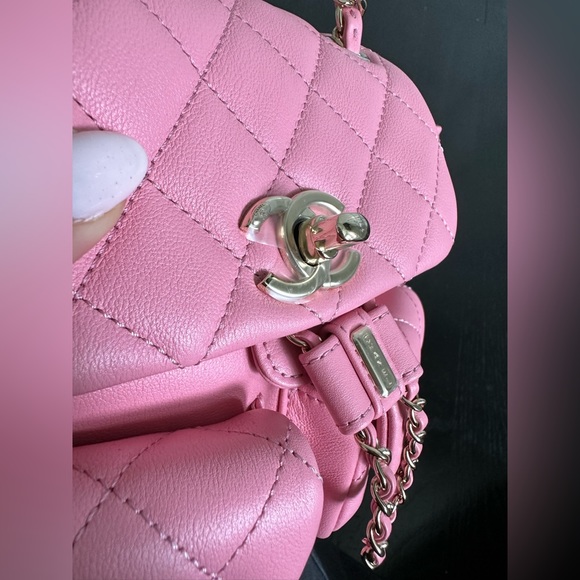 23P CHANEL Duma Backpack Lilac Pink Mini w Pockets Flap Bag  Gold HW 2023 - Picture 6 of 7